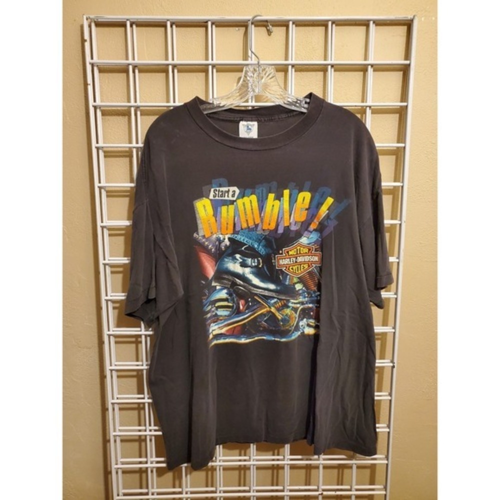 Vintage 80s 1988 Harley Davidson Rumble holoubek Motorcycle graphic T-shirt